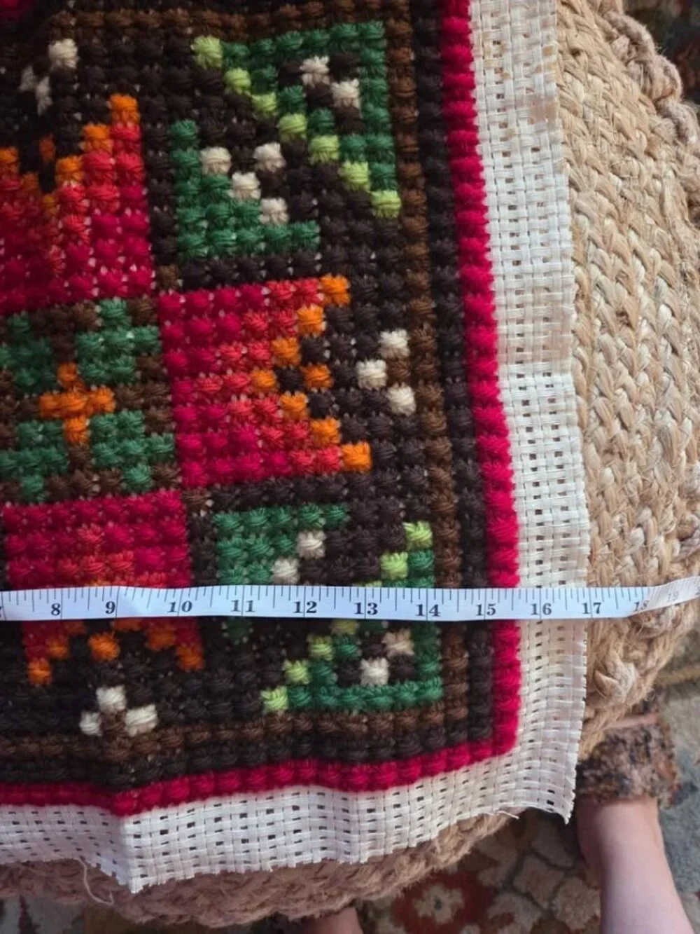 Vintage Scandinavian hand embroidered pillow front!